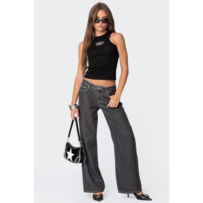 Pinstripe Low Rise Jeans