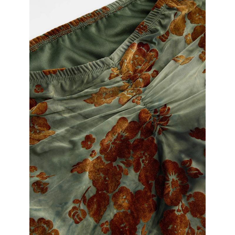 Cider [3 colors, size 2-10] Mid Rise Floral Ruched Maxi Skirt
