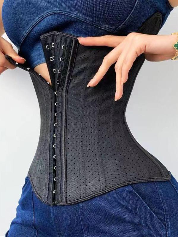 Sporty Women's Adjustable Hook & Eye Closure Waist Trainer, Solid Color Tummy Control Waist Cincher for Yoga Gym, Sports Waist Trainer Shaper, Sporty Waist Slimmer for Women