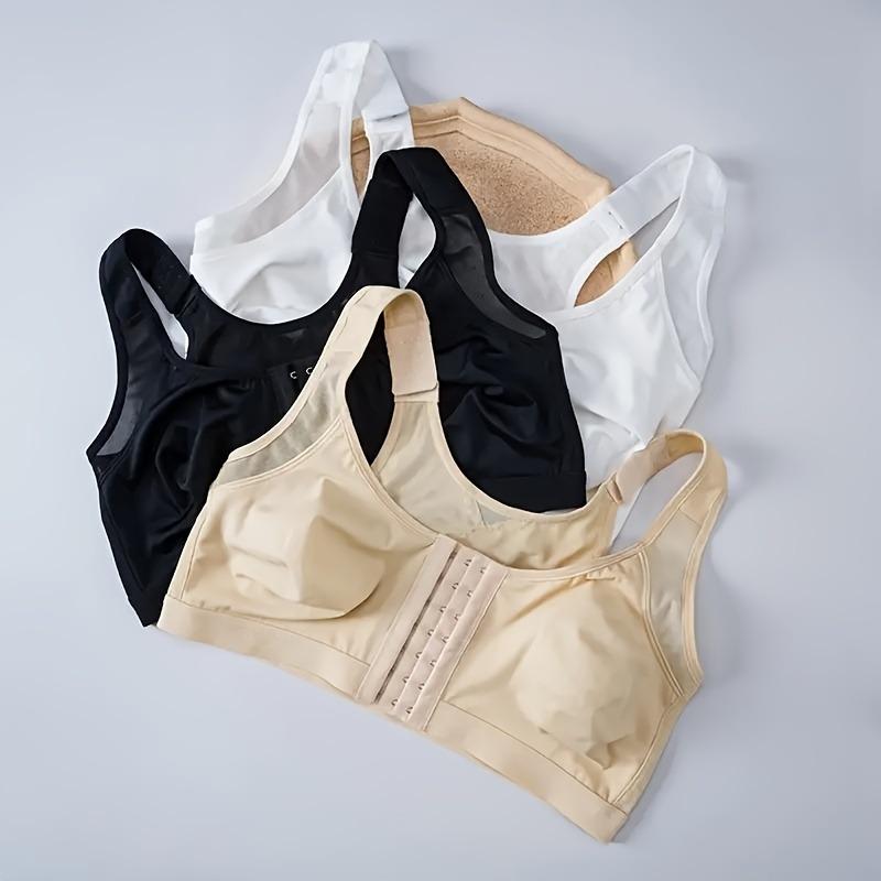 3Pcs Seamless Wireless Bras - Ultra-Soft Push Up Bra with Comfortable Support - Moisture-Wicking, Front Buckle Design - Ladies Intimate Wear