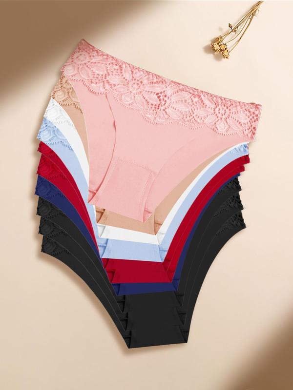 Women's Floral Lace Panty, Soft Comfy Breathable Drop Waist Knicker for Daily Wear, Women's Underwear for All Seasons