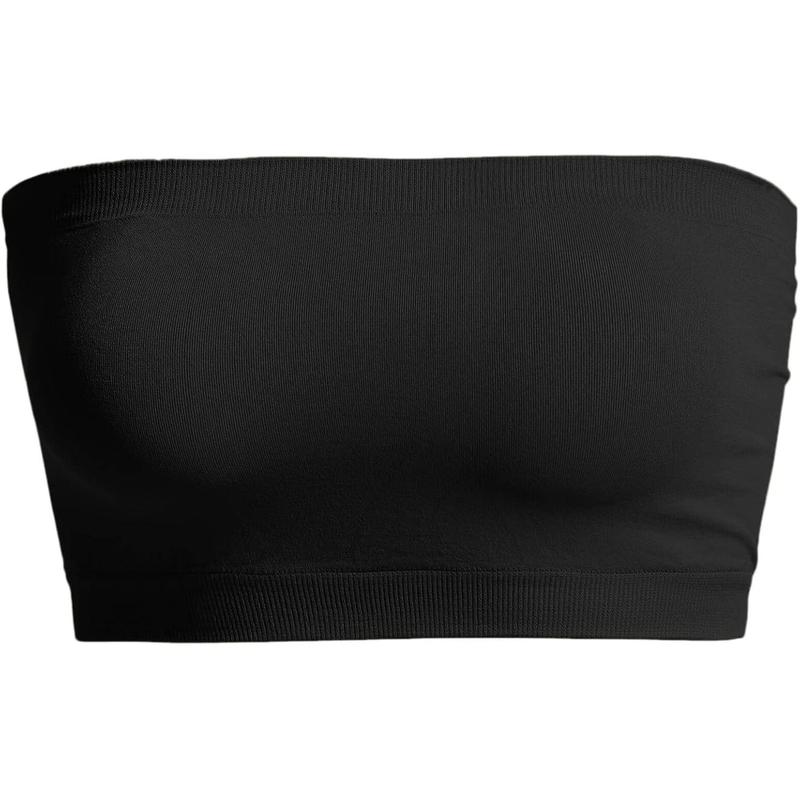 Women's Seamless Bandeau Bra Tube Top Strapless Nylon Span Stretch Bralette