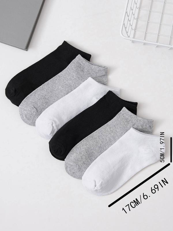 Summer 2024 Women's 6 Pairs Plain Ankle Socks, Multi-pack Fashion Casual Breathable Low Cut Socks For Summer Daily Wear, Women's Socks & Hosiery