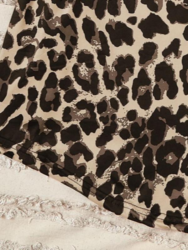 Plus Size Leopard Print Scoop Neck Tank Nightdress, Casual Soft Comfortable Sleeveless Nightgown for Women, Women's Sleepwear for All Seasons