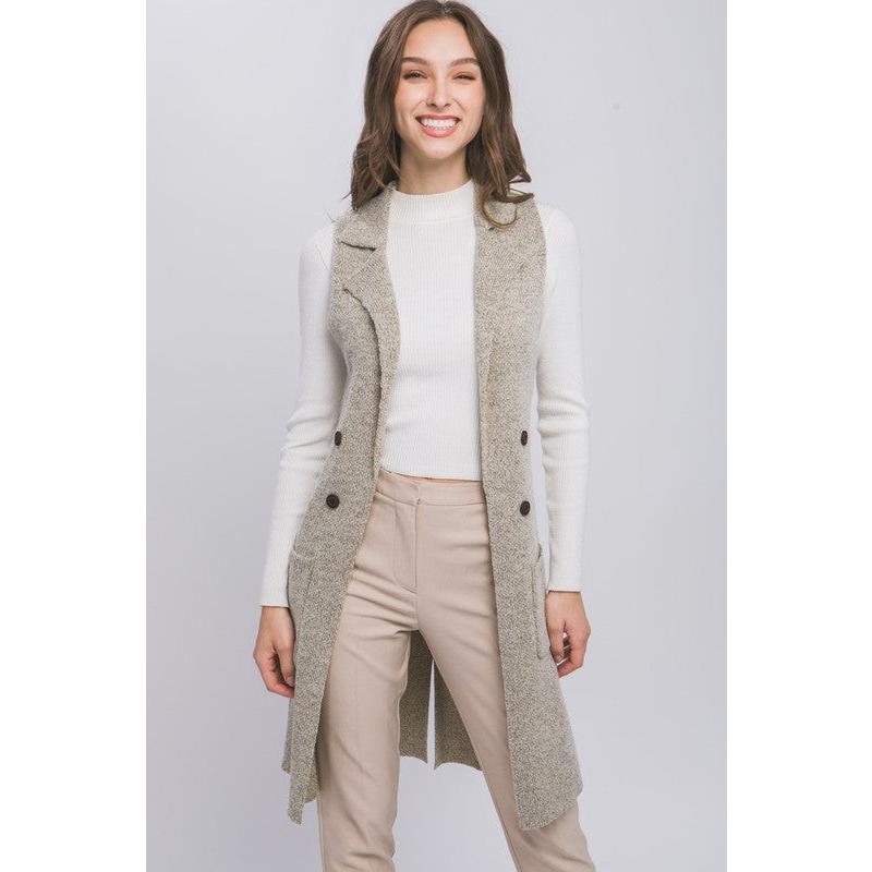 Ida Sleeveless Long Cardigan Vest Coat