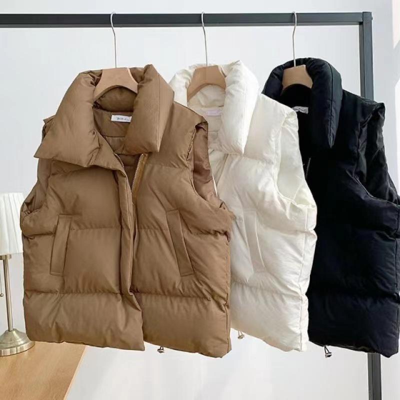 Short Autumn and Winter down Cotton Vest Women's New  Style Loose Slim Classic Style Vest Waistcoat Easy Matching Coat Fashion Womenswear Tops Womenswear Tops christmas sweatshirt fur   Comfort Basic Comfort Basic High Neck Minimalist Women's Long