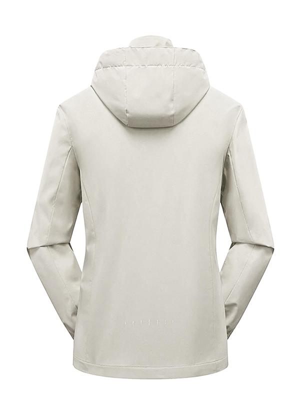 Women's Solid 3-in-1 Pocket Drawstring Zip Up Hooded Coat, Casual Long Sleeve Waterproof Outerwear for Fall & Winter,  Coats for Winter Women 2024, Winter Clothes Women, Ladies Clothes for Daily Wear