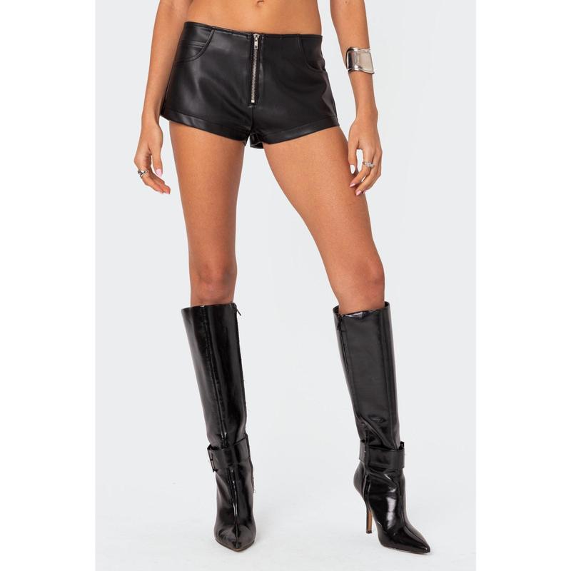 Zippy Faux Leather Micro Shorts