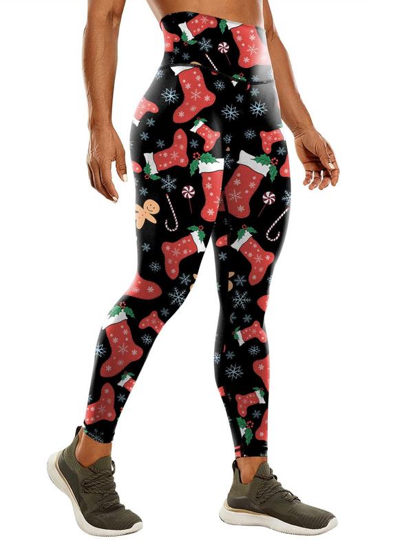 Women's Christmas Print High Waist Leggings, Casual Comfy Breathable Skinny Pants for Daily Wear, Ladies Bottoms for All Seasons