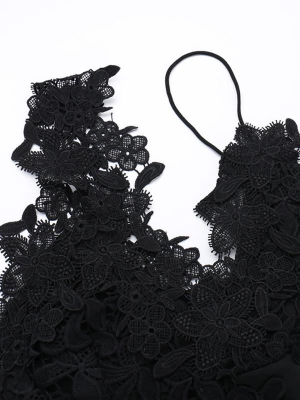 Women's Contrast Lace Bodycon Dress, Dresses for Women, Birthday Dresses 2024, Elegant Chic Spaghetti Strap Cami Dress for Party Dating, Back To School Sundresses for Lady, Fall Womenswear