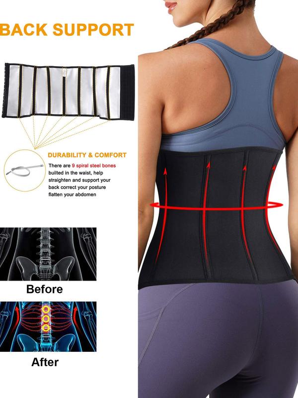 Women's Adjustable Hook & Eye Sauna Waist Trainer, Tummy Control Sports Waist Support, Workout Fitness Sweat Belt, Sports Shapewear, Comfort Cozy Tummy Control Hook Closure Fajas Colombianas Shaper