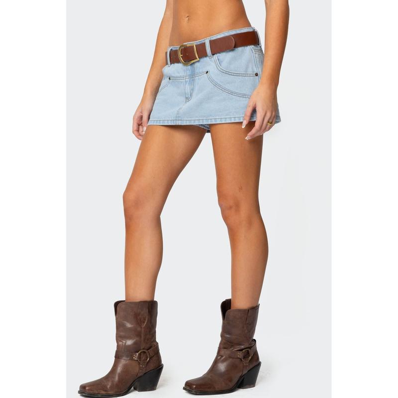 Stitched Up Denim Mini Skort