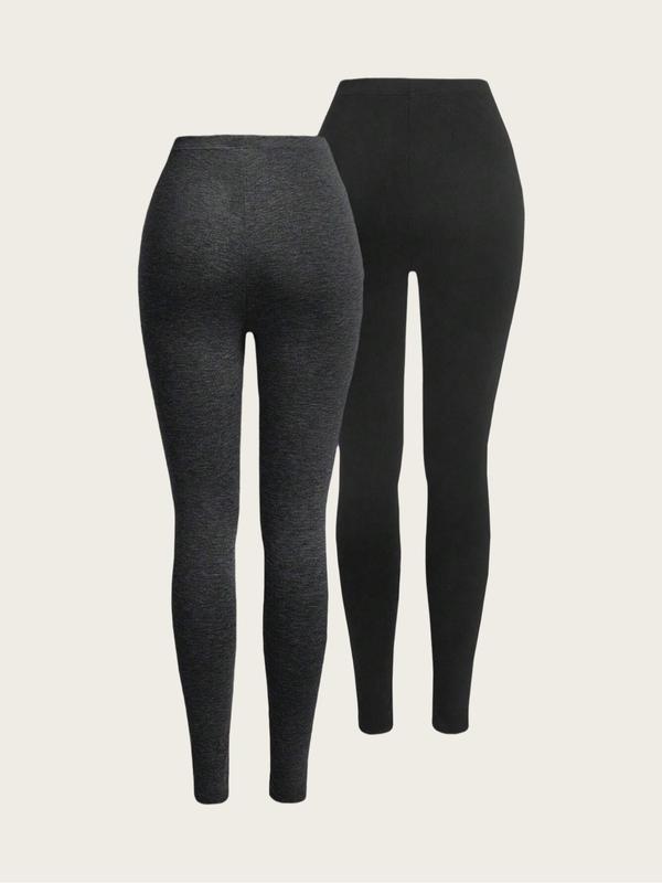 Women's Solid High Waist Leggings, Casual Comfy Elastic Waist Skinny Pants for Daily Wear, Ladies Bottoms for Spring & Fall