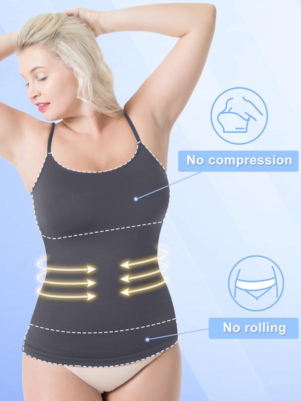 Women Tummy Control Shapewear Tank Top, Scoop Neck Seamless Compression Camisole Body Shaper