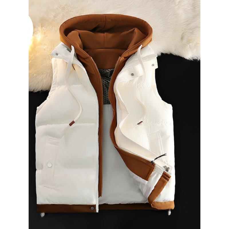 [Hot Selling] Luxury Faux Two-Piece Vest Jacket - Hooded, Zip-Up, Sleeveless Outerwear for Fall Winter