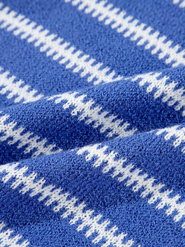 Women's Striped Print Drop Shoulder Sweater, Casual Top Stitching Long Sleeve Round Neck Jumper for Spring & Fall, Fashion Women's Knitwear for Daily Wear