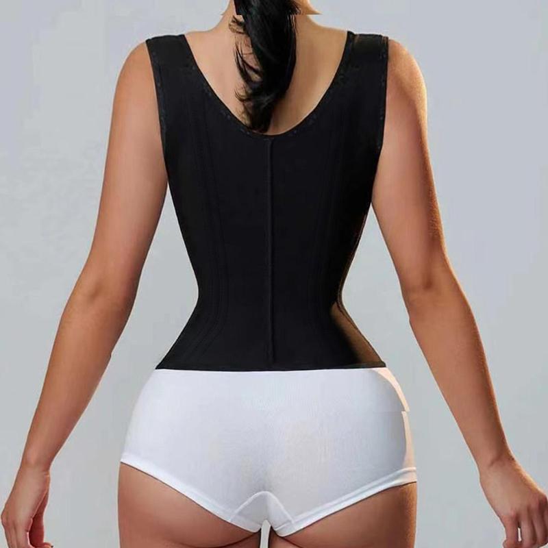 Sporty Women's Solid Color Zipper Open Bust Sports Waist Trainer Shapewear, Adjustable Hook & Eye Front Waist Cincher, Sports Tummy Control Compression Shaper, Workout Accessories