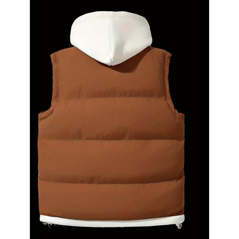 [Hot Selling] Luxury Faux Two-Piece Vest Jacket - Hooded, Zip-Up, Sleeveless Outerwear for Fall Winter