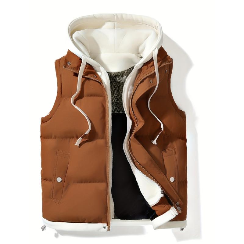 [Hot Selling] Luxury Faux Two-Piece Vest Jacket - Hooded, Zip-Up, Sleeveless Outerwear for Fall Winter