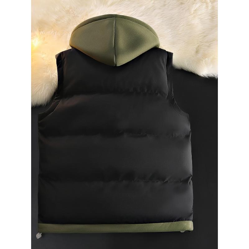 [Hot Selling] Luxury Faux Two-Piece Vest Jacket - Hooded, Zip-Up, Sleeveless Outerwear for Fall Winter