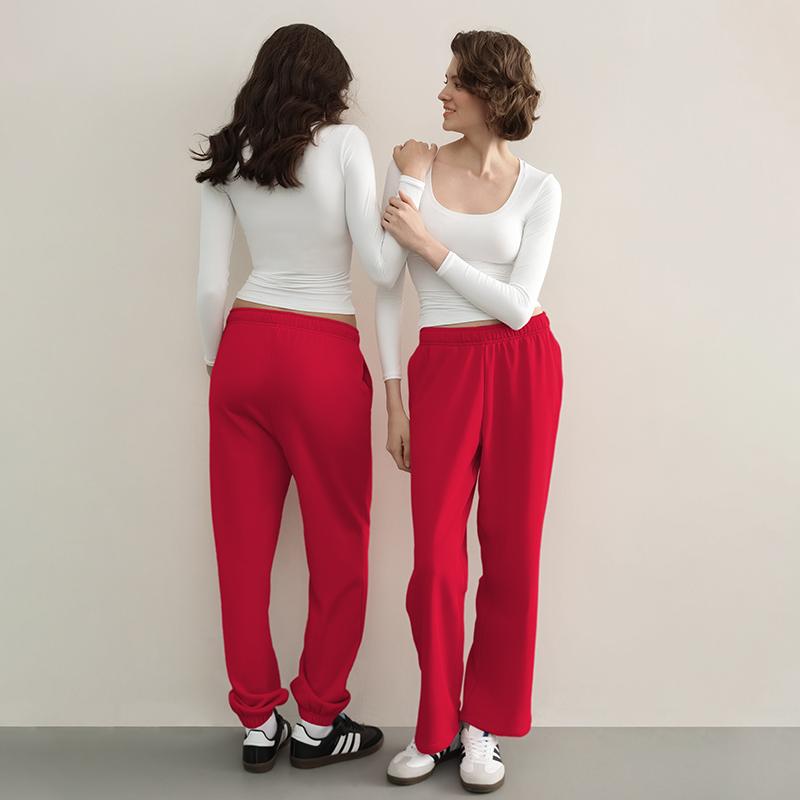 PUMIEY Women's Wide Leg Sweatpants Straight Baggy Sweat Pants High Waisted Lounge Pants Airy Collection