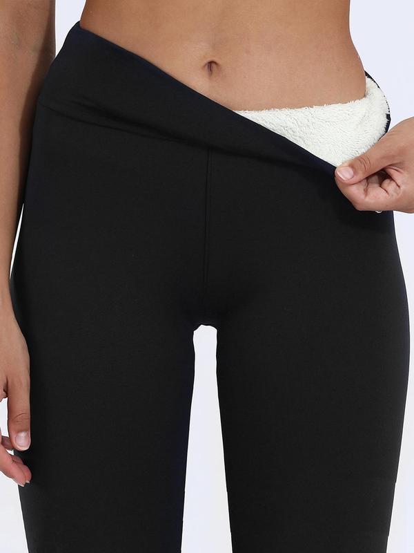 Women's Solid High Waist Thermal Lined Leggings, Casual Comfy Skinny Pants for Daily Outdoor Wear, Gym Clothing, Women Bottoms for Fall & Winter Womenswear