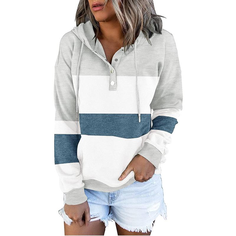 Angeralla Womens 2024 Hooded Button Collar Drawstring Hoodies Pullover Sweatshirts Casual Long Sleeve Tops Shirts