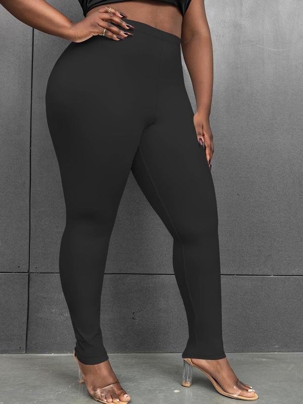  Solid High Waist Leggings, Casual Comfy Breathable Skinny Pants for Daily Wear, Women's Bottoms for All Seasons