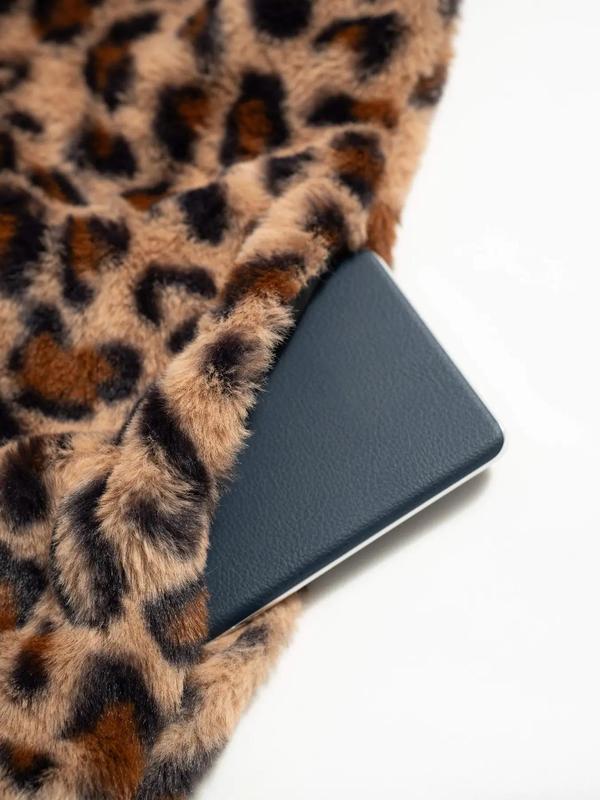 Women's Leopard Print Pocket Long Sleeve Fuzzy Coat, Casual Open Front Collared Outerwear for Fall & Winter, Women's Clothing for Daily Wear