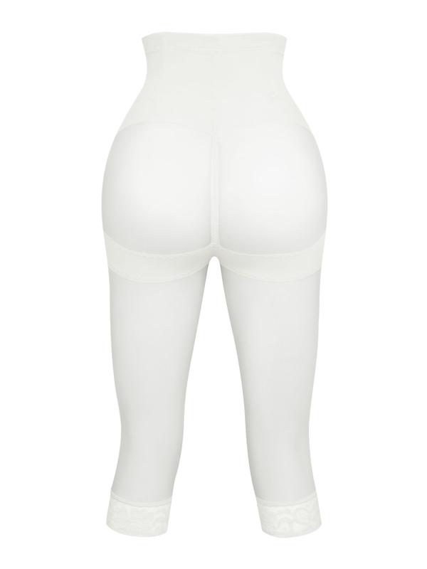 Women's Plain Contrast Lace Sheer High Waist Shapewear Shorts, Tummy Control Compression Slimming Shorts, Tummy Control Clothing, Summer Bottoms, High Stretch Shaper for Daily Wear