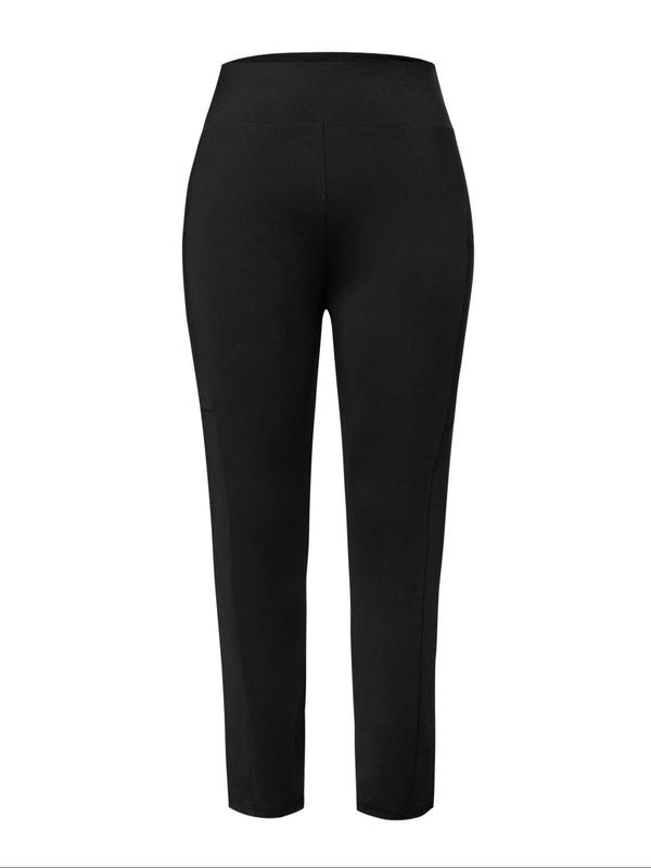  Solid Pocket Leggings, Casual Comfy Skinny Pants for Women, Women's Bottoms for Fall & Winter