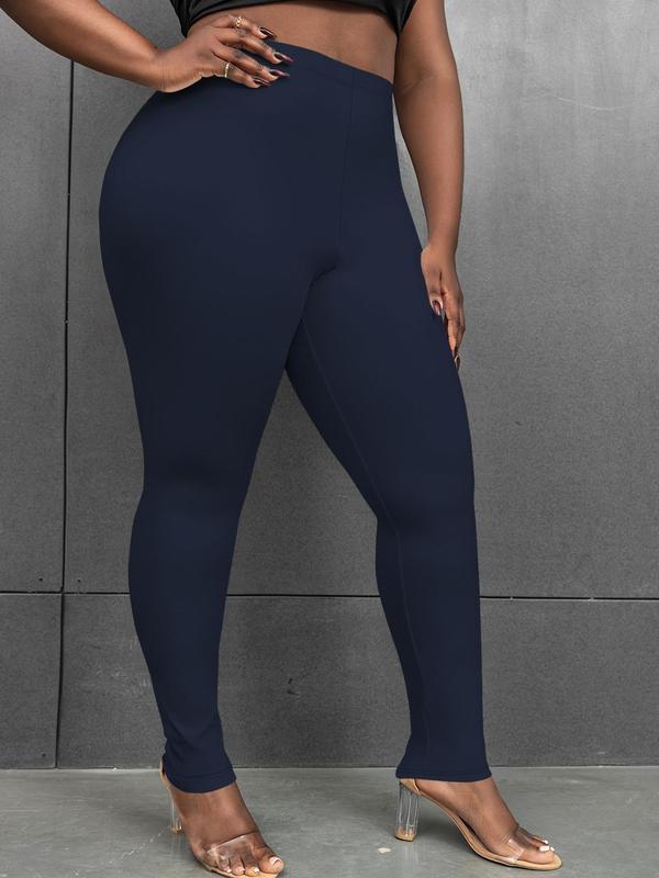  Solid High Waist Leggings, Casual Comfy Breathable Skinny Pants for Daily Wear, Women's Bottoms for All Seasons