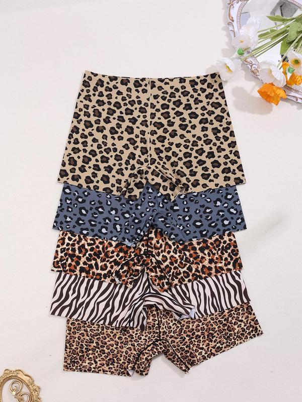 Women's Leopard Print Boyshorts, Soft Comfy Breathable Seamless Knicker for Daily Wear, Panties for Women, Underwear for All Seasons