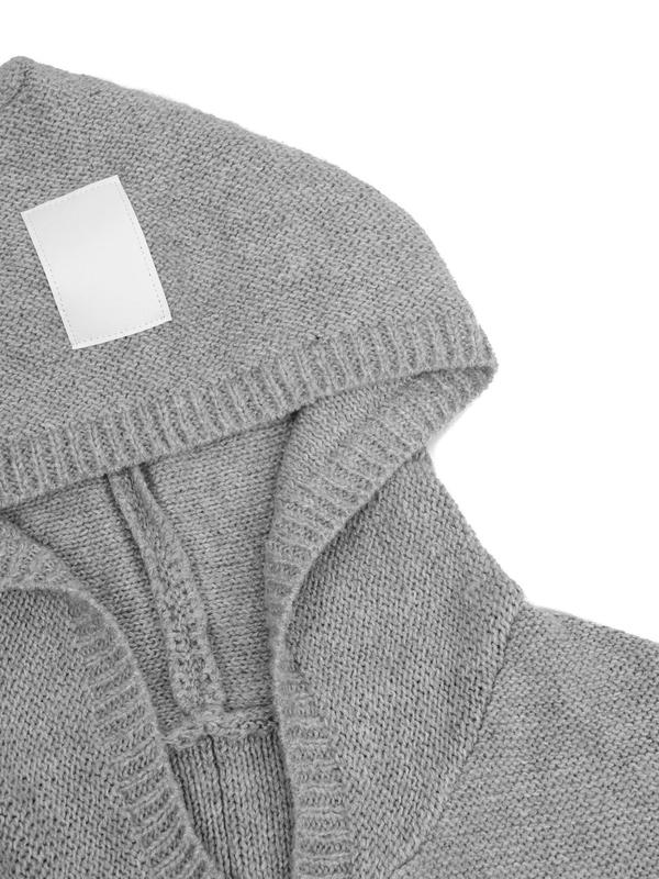 Women's Plain Chunky Open Front Long Sleeve Hooded Knitting Cardigan, Cardigans for Women, Fall Clothes, Comfort Casual Fashion Style Comfort Minimalist Basic Cardigan Outfits