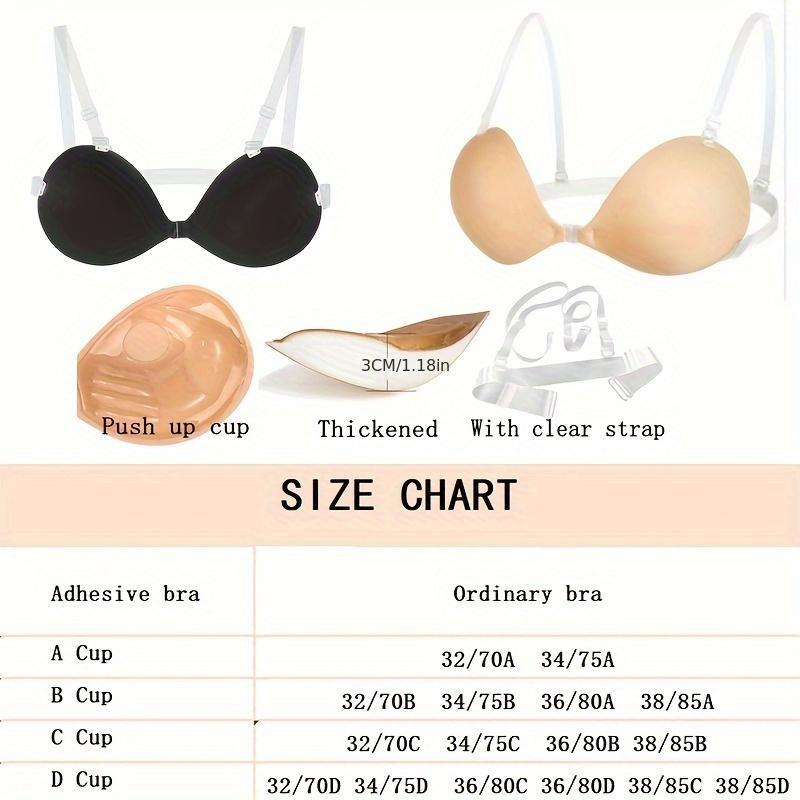 2 Pairs - Adhesive Invisible Sponge Bra, Reusable Push Up Seamless Breast Lift Bra, Women's Sticky Lingerie Inserts Sticky Bra for Plus Size With Removable Straps