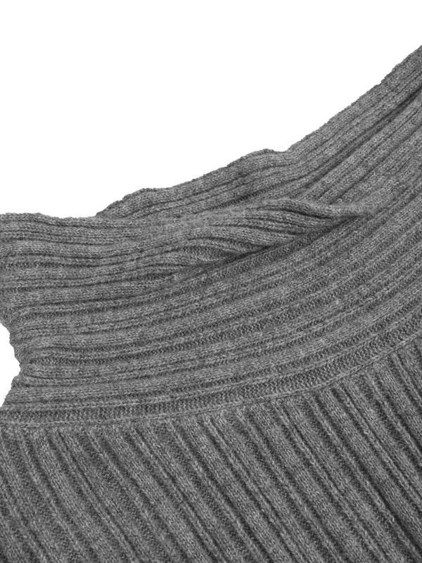 Women's Solid Off Shoulder  Ribbed Sweater, Casual Drop Shoulder Long Sleeve Jumper for Fall & Winter, Fashion Ladies' Knitwear for Daily Wear