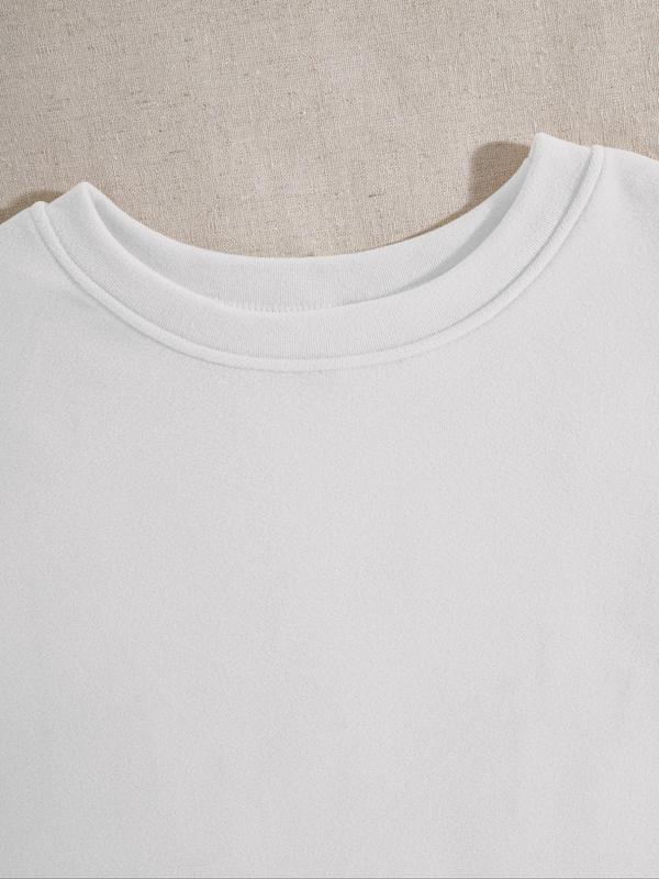 Women's Solid Color Long Sleeve Crew Neck Tee, Casual Basic T-shirt for Fall & Winter, Women's Top for Daily Wear