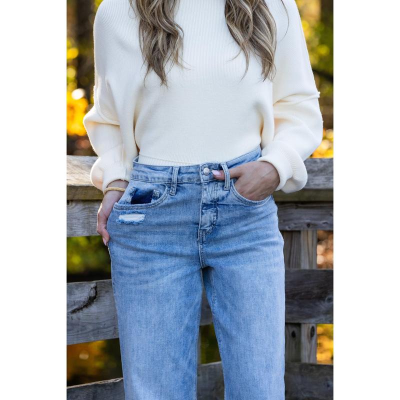 The Savannah from Lovervet: High-Rise Tummy Control Wide Leg Denim
