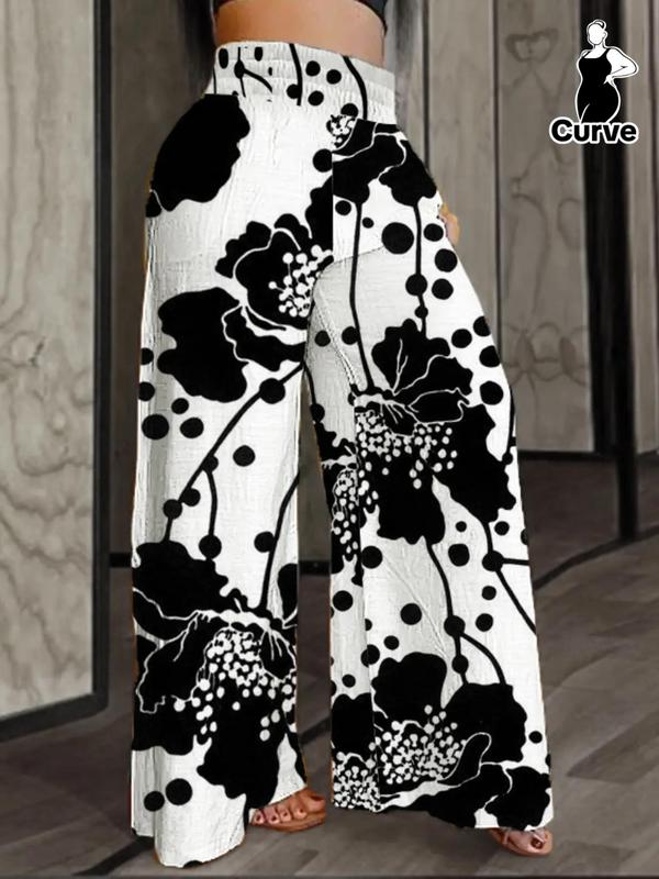  Back To School All Over Print Elastic High Waist Wide Leg Pants, Baggy Pants for Women, Going Out Bottoms, Casual Palazzo Pants for Daily Wear Holiday, Casual Summer Bottoms, Work Pants Women, Women's Trousers