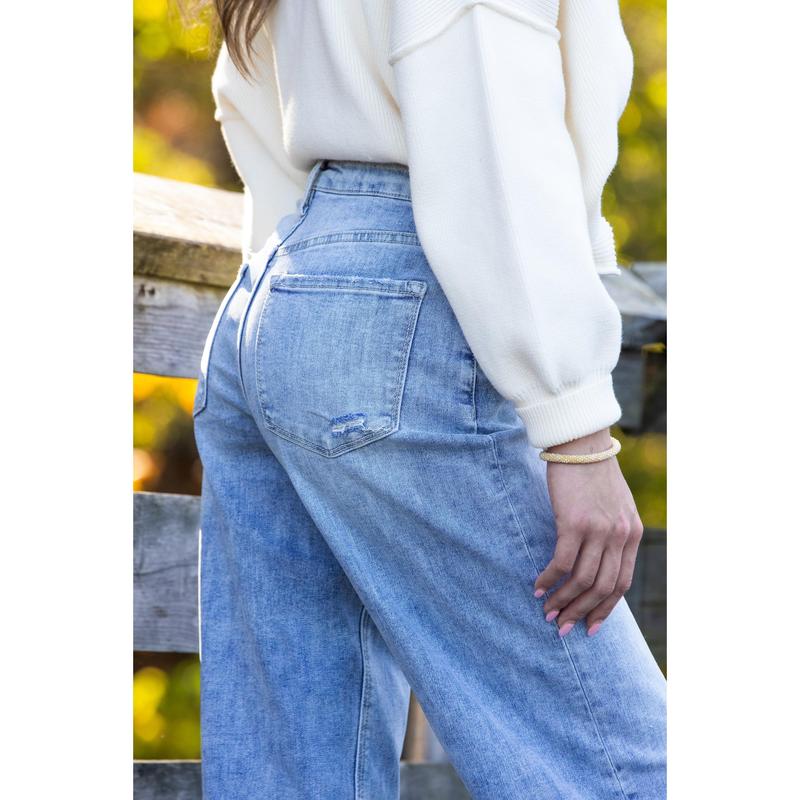 The Savannah from Lovervet: High-Rise Tummy Control Wide Leg Denim