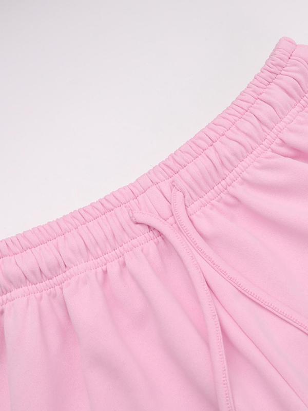 Women's Plain Drawstring Waist Pocket Sweatpants, Street Fashion Casual Wide Leg Trousers for Daily Wear, Ladies Bottoms for Fall & Winter