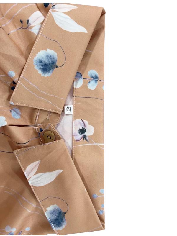  Floral Print Button Front Blouse, Casual Long Sleeve Collared Button Up Shirt for Summer, Fall Clothing Women, Going Out Tops, Shirts for Women, Summer Outfits, Women's Plus Clothing Top for Daily Wear