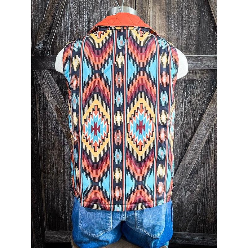 Jericho Reversible Aztec Print Quilted Vest Casual Womenswear