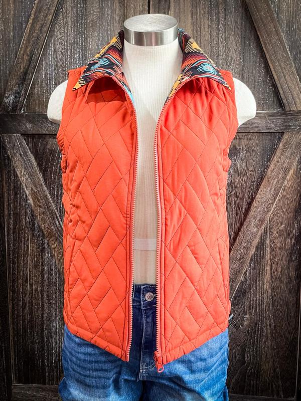 Jericho Reversible Aztec Print Quilted Vest Casual Womenswear