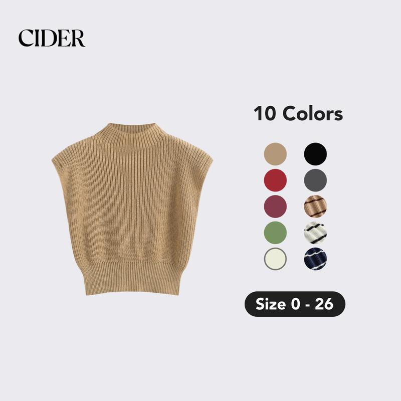 Cider [10 colors, size 0-26] Solid High Neck Knit Vest