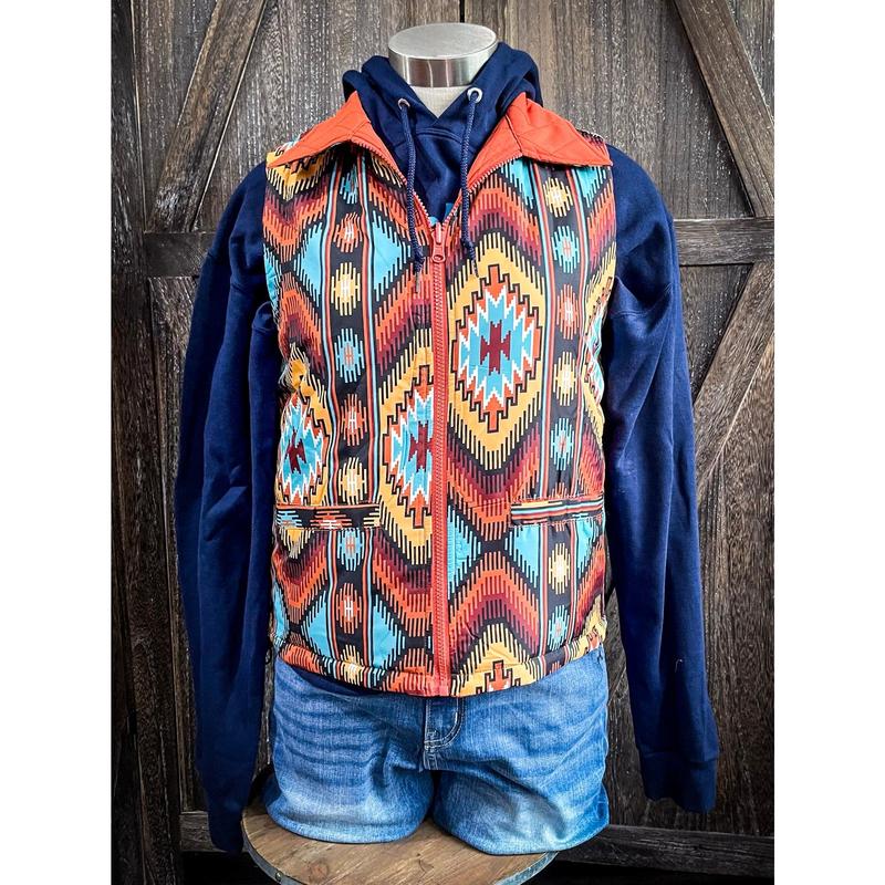 Jericho Reversible Aztec Print Quilted Vest Casual Womenswear