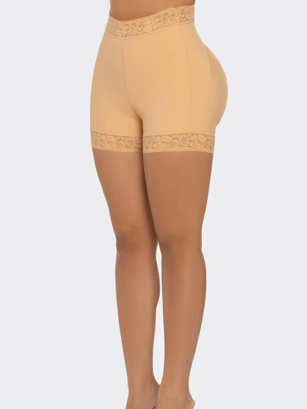 Mid-Waist Lace BBL Shorts #67 -Skin and Black