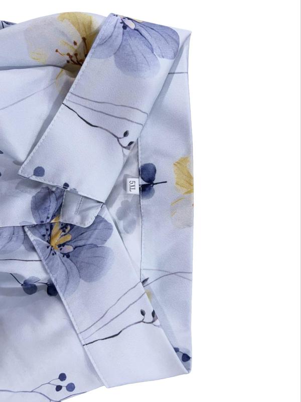  Floral Print Button Front Blouse, Casual Long Sleeve Collared Button Up Shirt for Summer, Fall Clothing Women, Going Out Tops, Shirts for Women, Summer Outfits, Women's Plus Clothing Top for Daily Wear