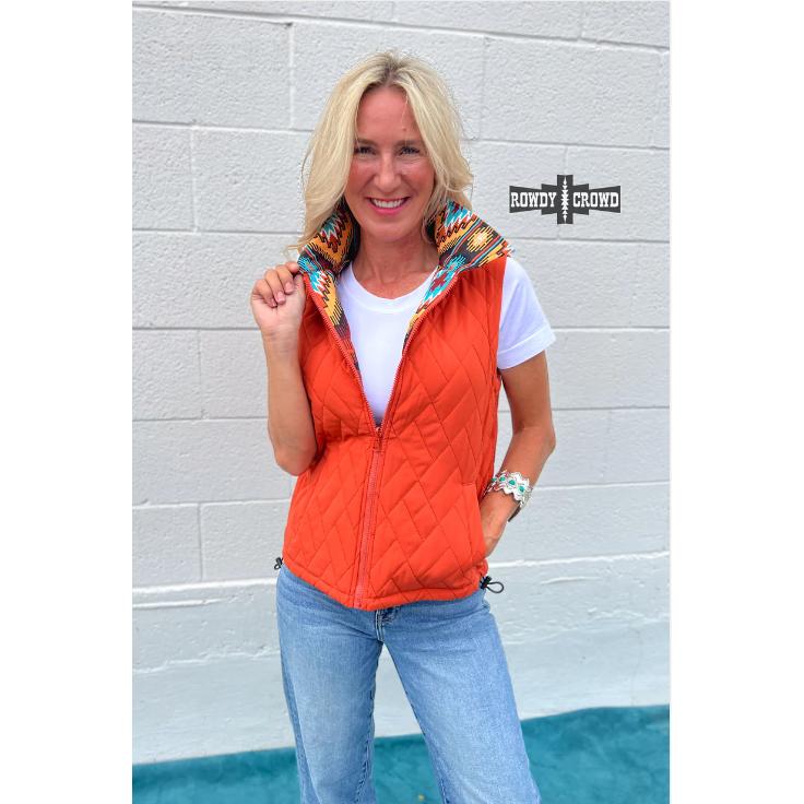 Jericho Reversible Aztec Print Quilted Vest Casual Womenswear