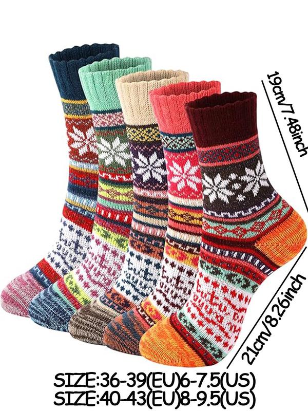 Women's All Over Print Mid-calf Socks, Casual Soft Comfy Warm Socks for Fall & Winter, Women's Socks for Daily Wear